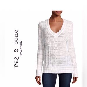 Rag & Bone Women's Shana White V-Neck Sweater